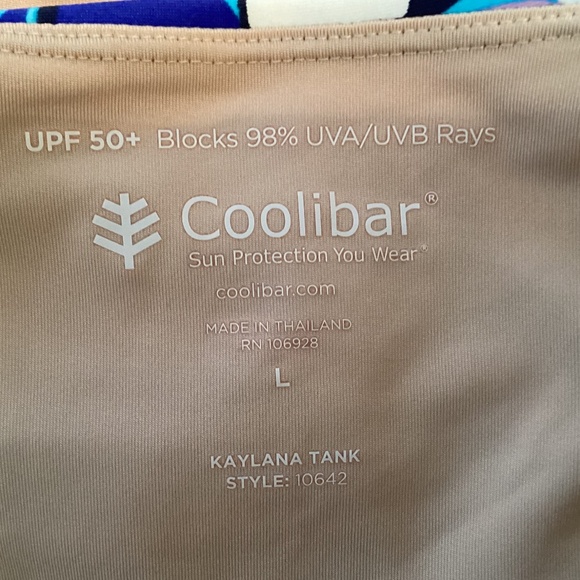 Coolibar Kaylana Tank Top UPF 50+ Blue Floral Swim Rashguard Aqua Helios Fabric - Picture 10 of 15